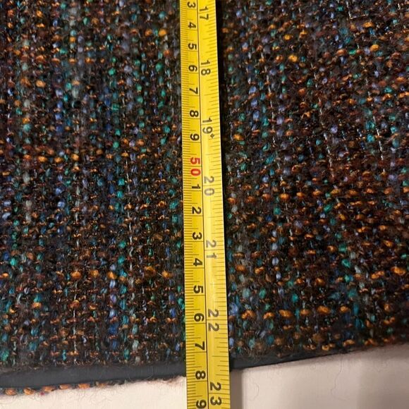 Boden Tweed Skirt Sz 16R Knee Length Brown Blue Orange Flecks Back Slit - Picture 8 of 11